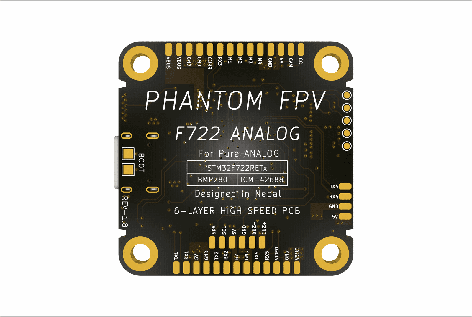 Phantom F722-Analog: Pure Analog FPV Flight Controller gallery 1